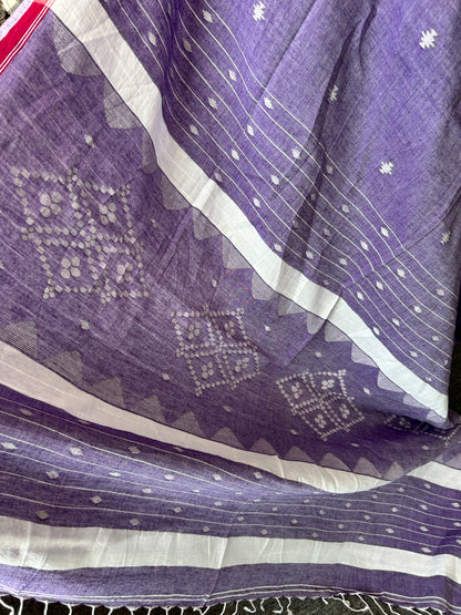 LAVENDER KHADI JAMDANI SAREE