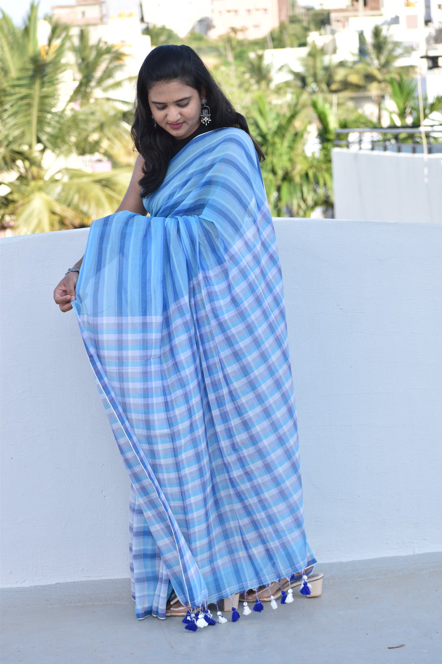 BLUE MUL SAREE