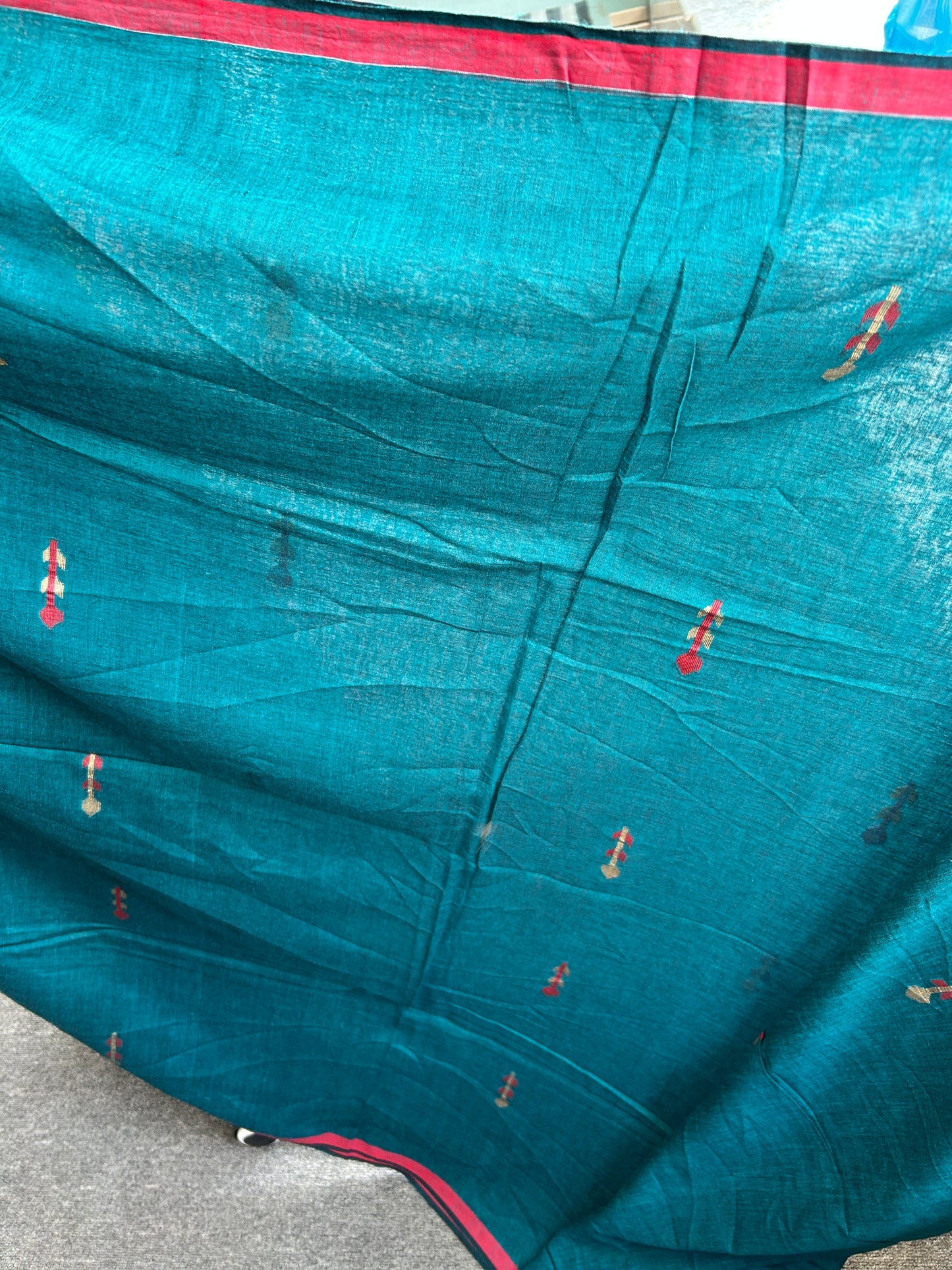 GREEN KHADI JAMDANI SAREE