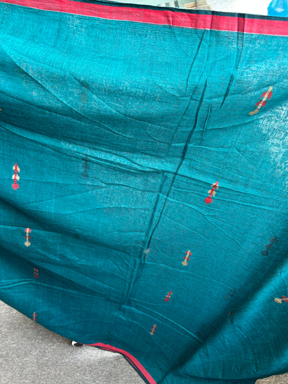 GREEN KHADI JAMDANI SAREE