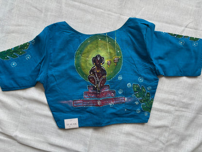 Navy blue hand painted blouse