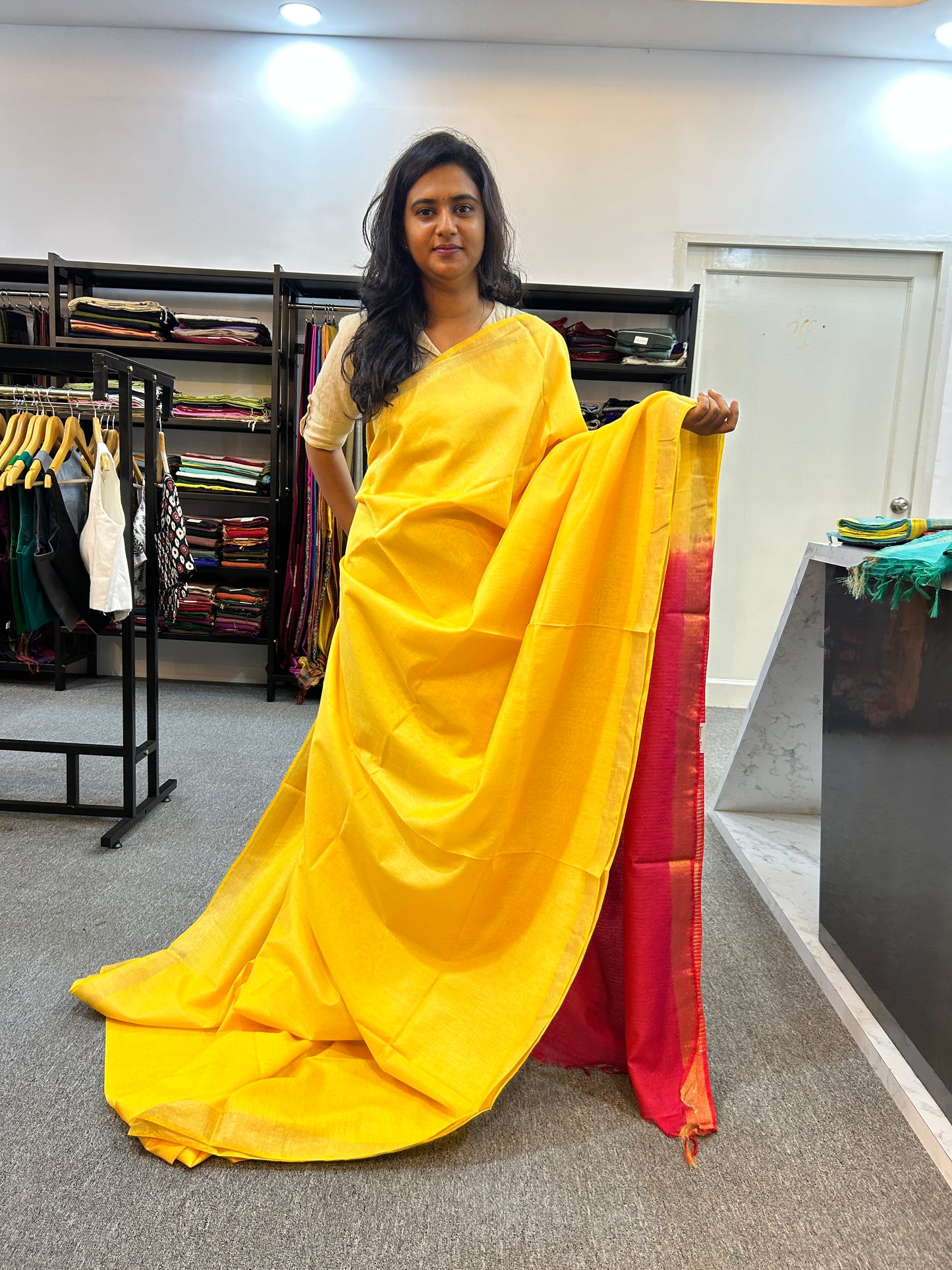 YELLOW BANANA COTTON SAREE