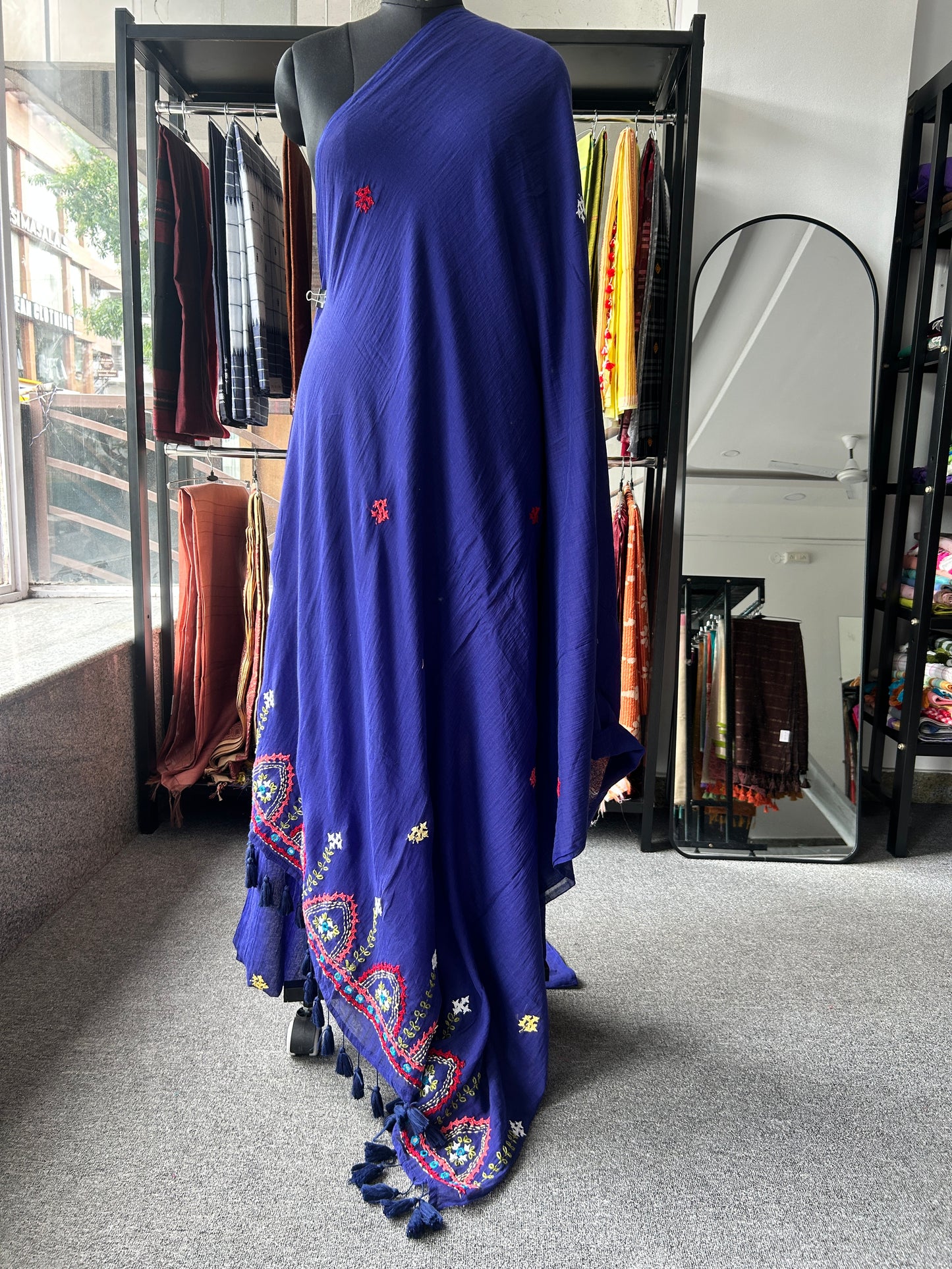 BLUE KATHA MUL SAREE