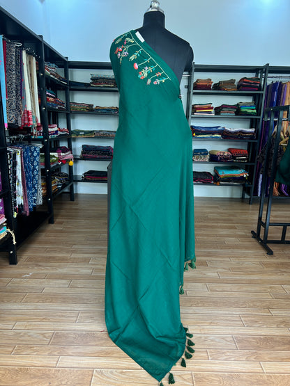 GREEN KATHA MUL SAREE
