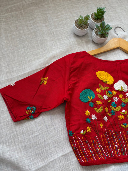 RED MBROIDERED  BLOUSE