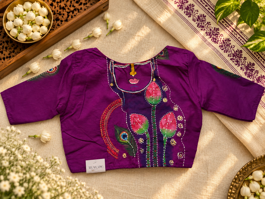 Purple hand painted blouse