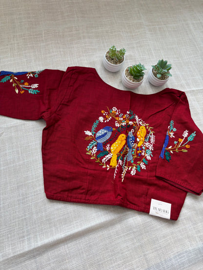 MAROON EMBROIDERED  BLOUSE