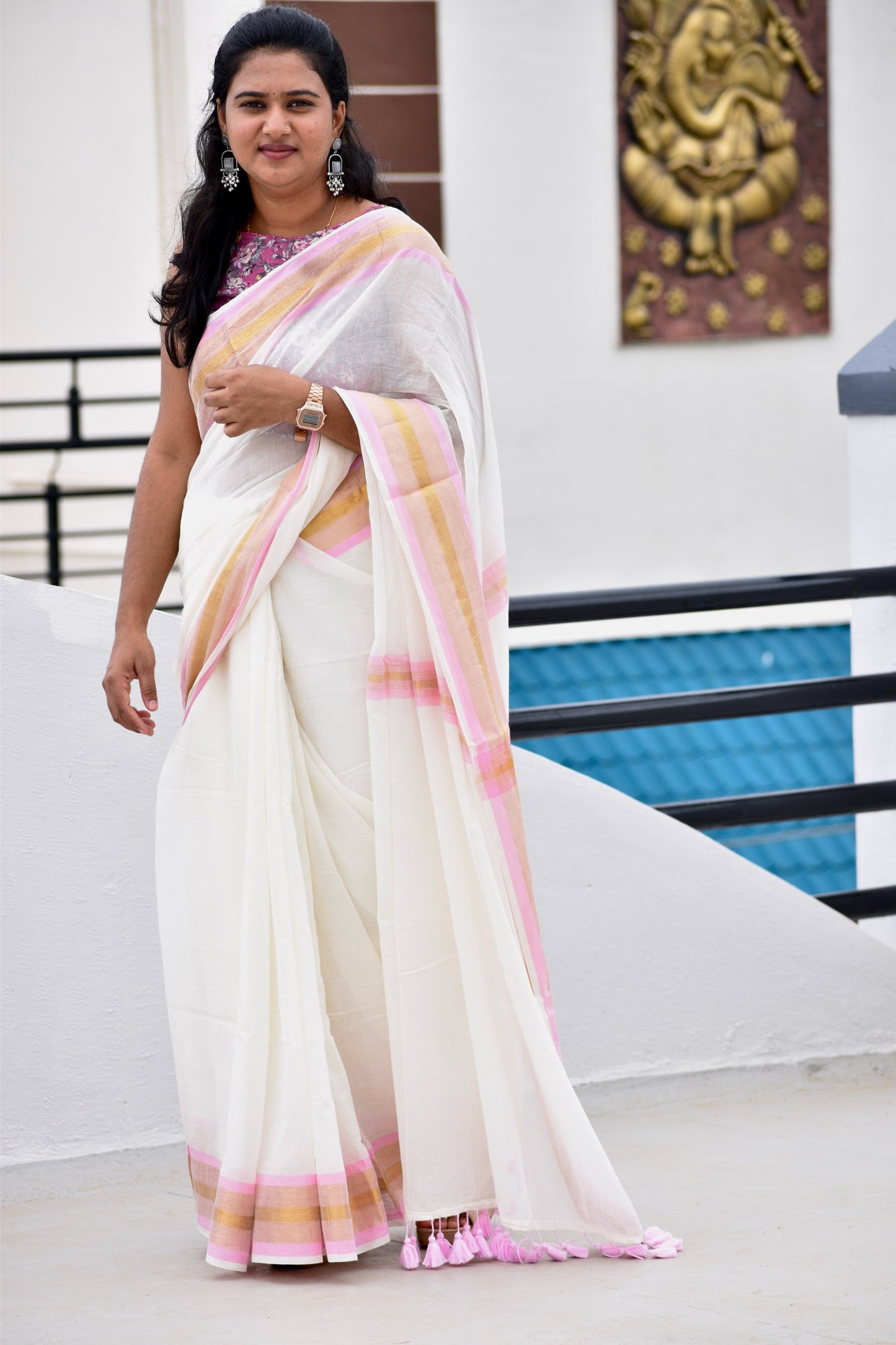 WHITE MUL SAREE