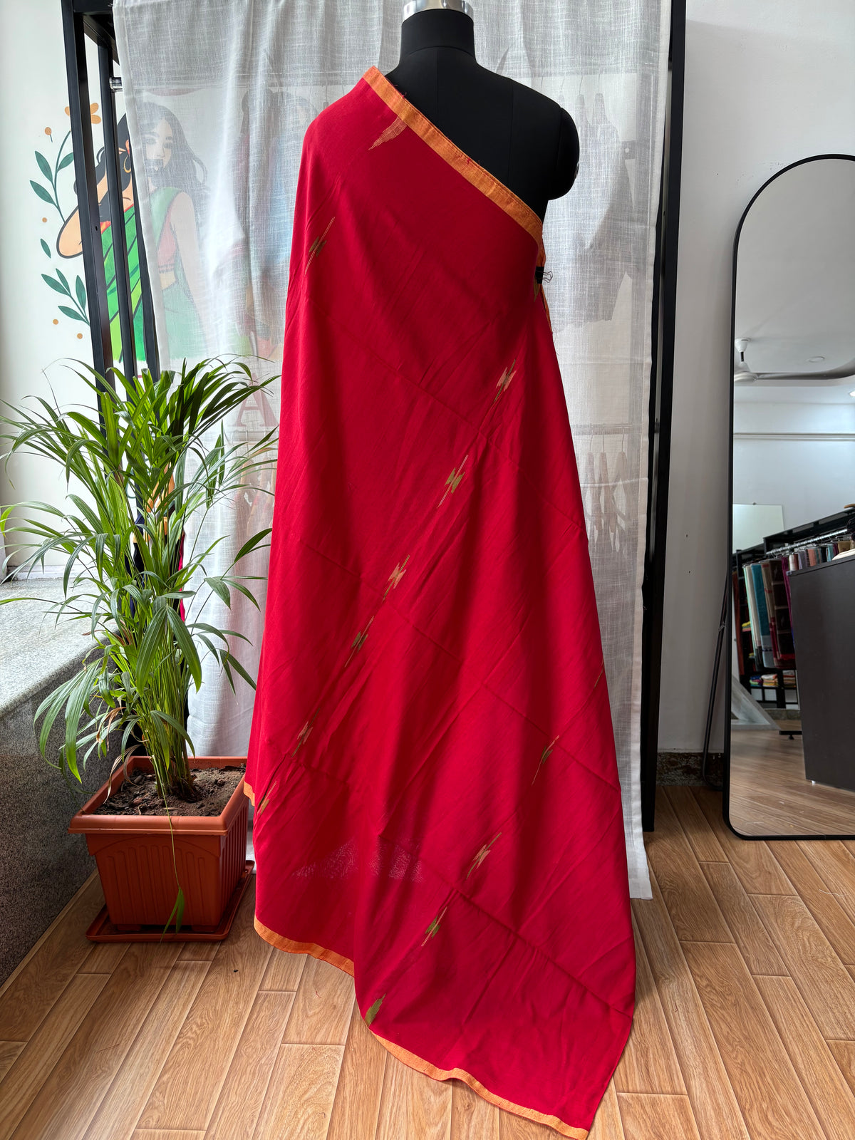 RED JAMDANI SAREE