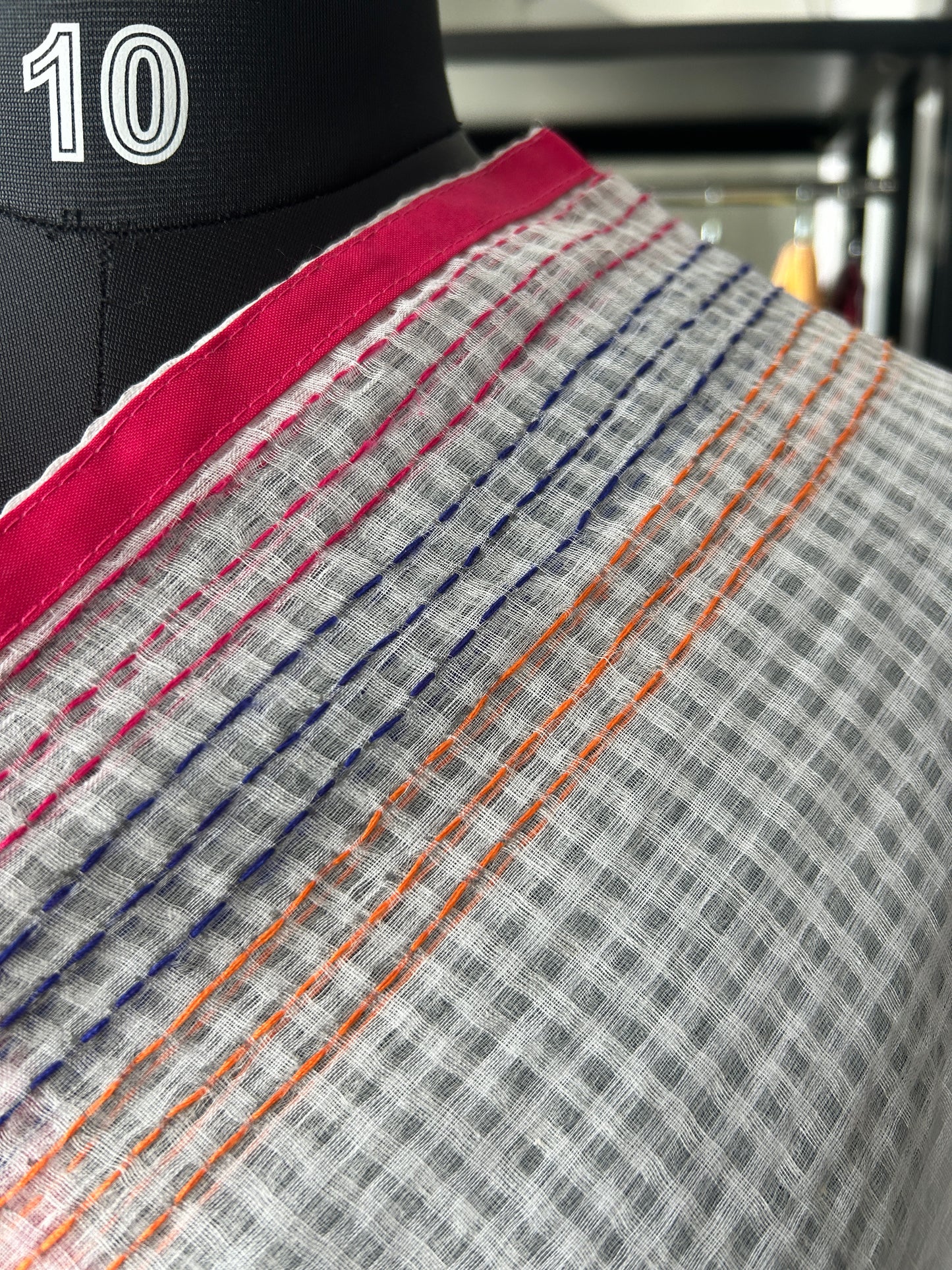 White katha embroidered kota
