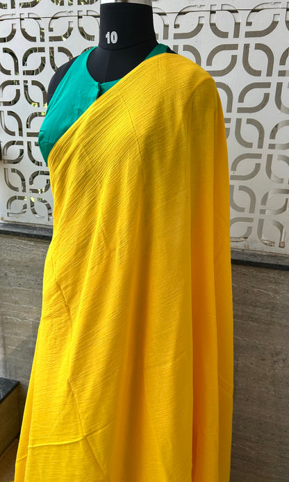 YELLOW MUL SAREE