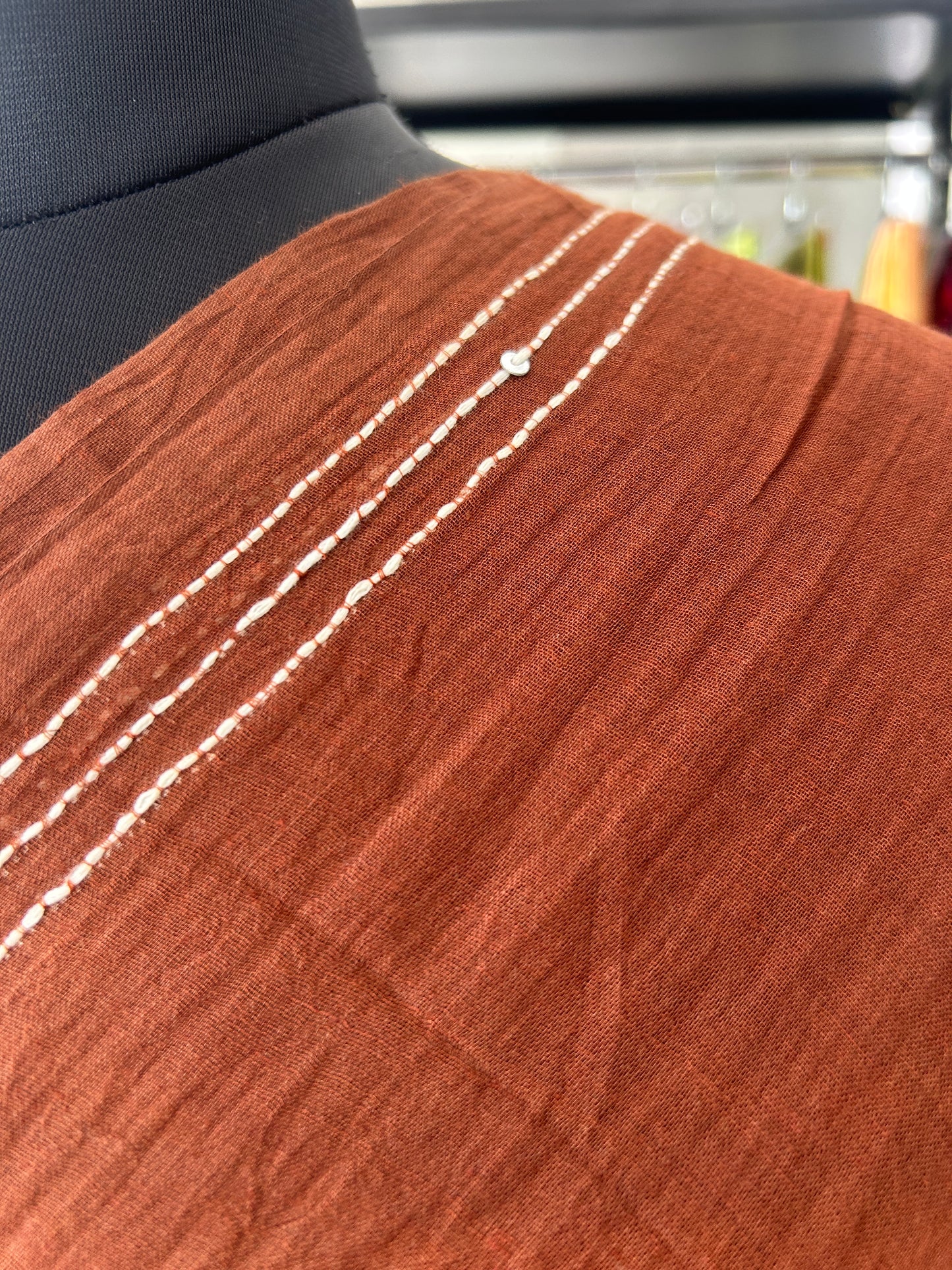 BROWN KATHA MUL SAREE