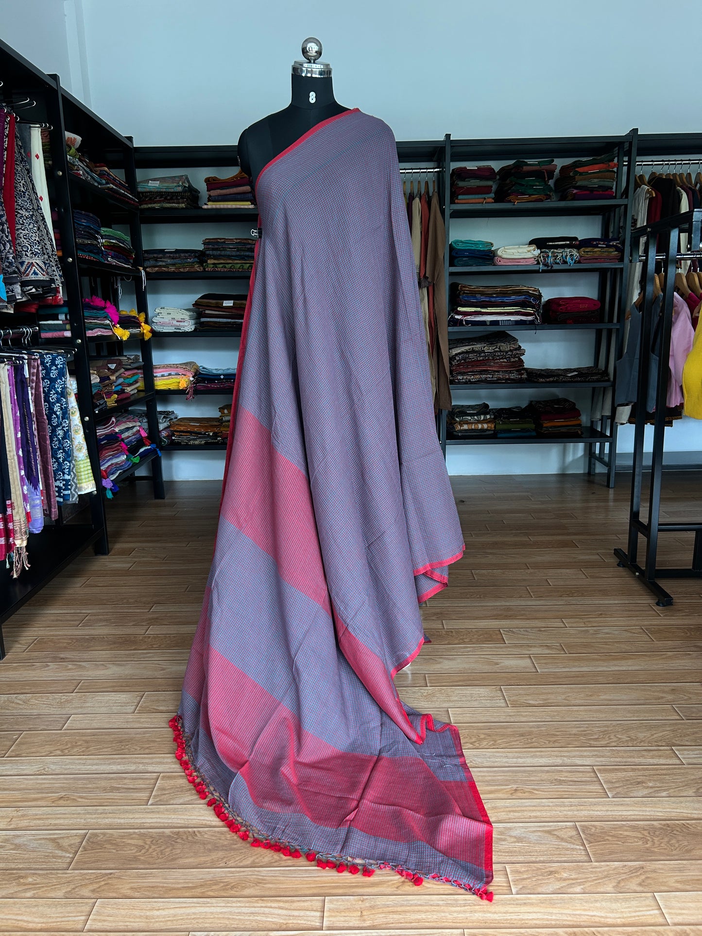 LAVENDER CHECKS  MUL SAREE