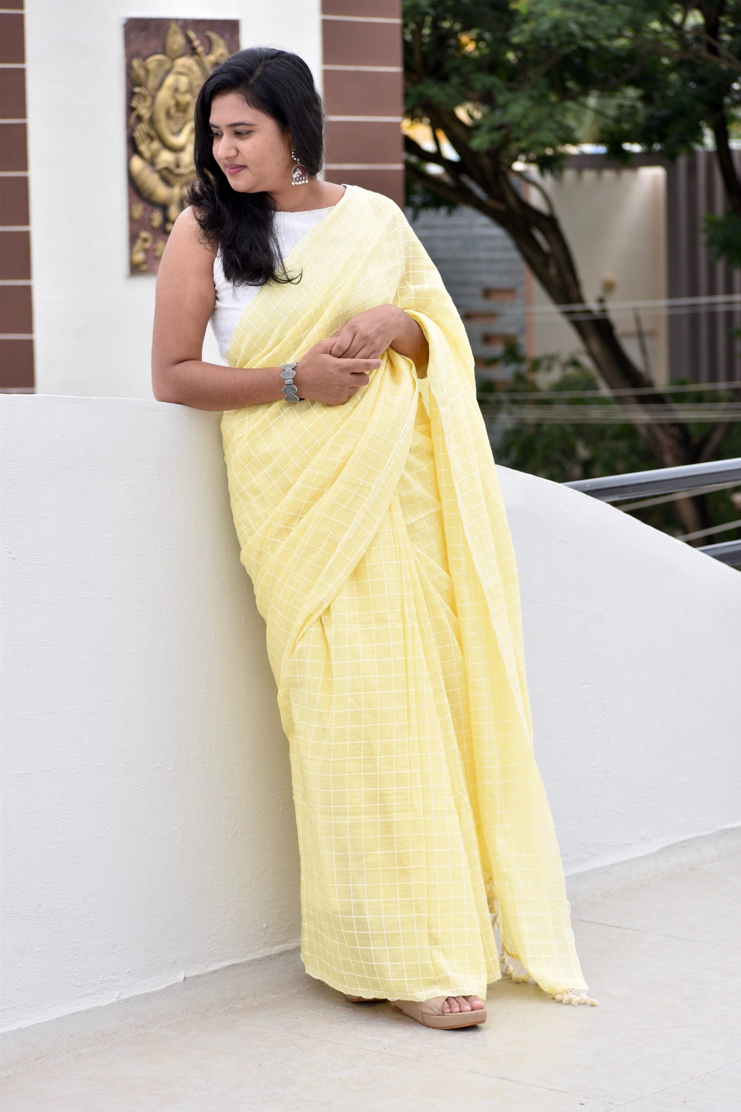 YELLOW KATHA SAREE