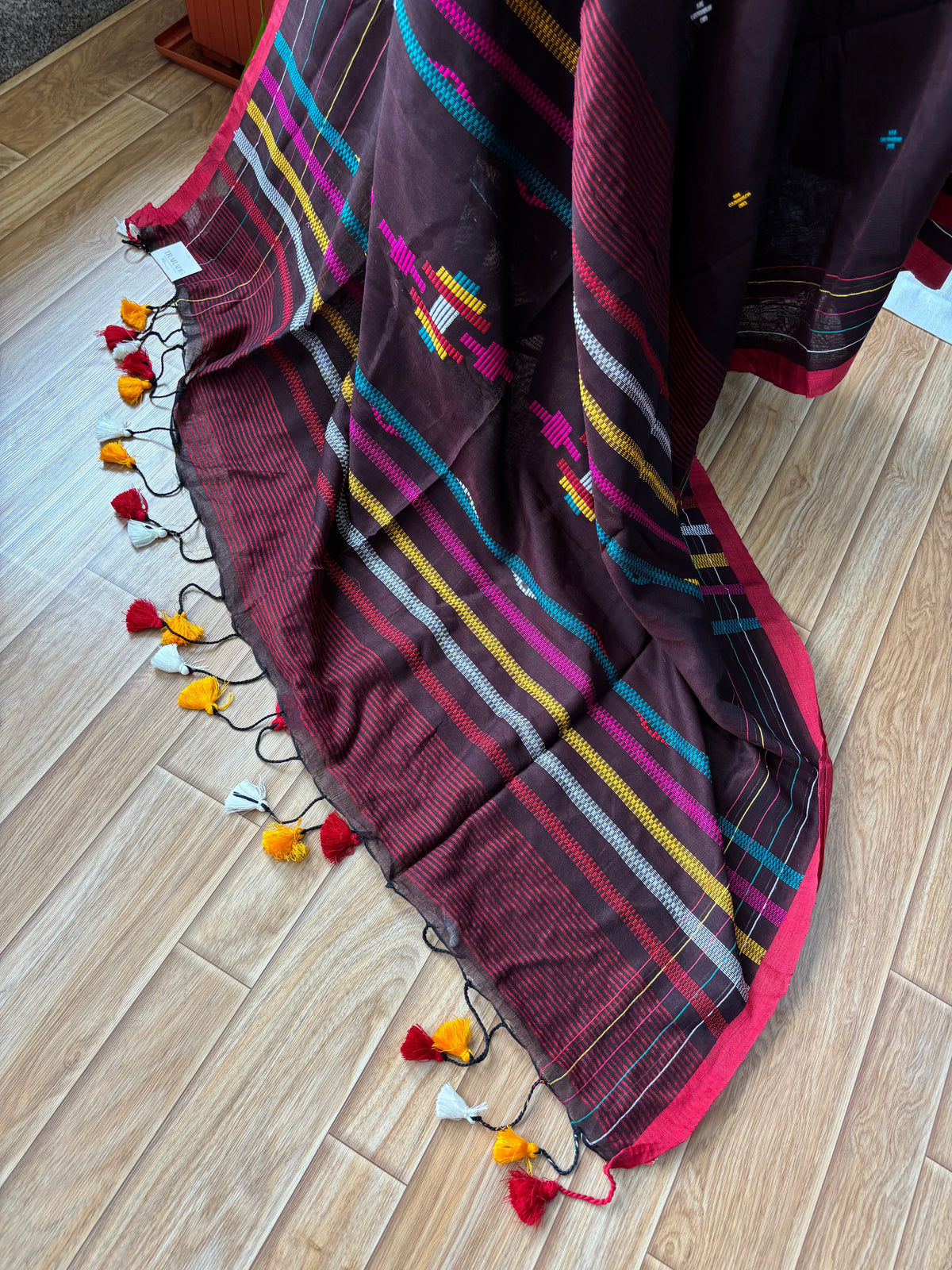 MAROON JAMDANI SAREE