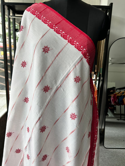 WHITE DHANIAKHALI SAREE