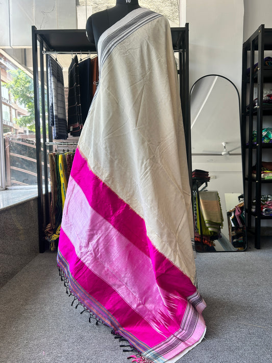 WHITE HANDLOOM ILKAL SAREE
