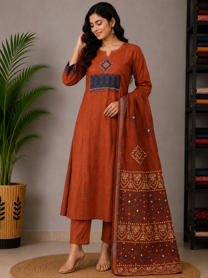 BLUE GAMTHI COTTON SUIT
