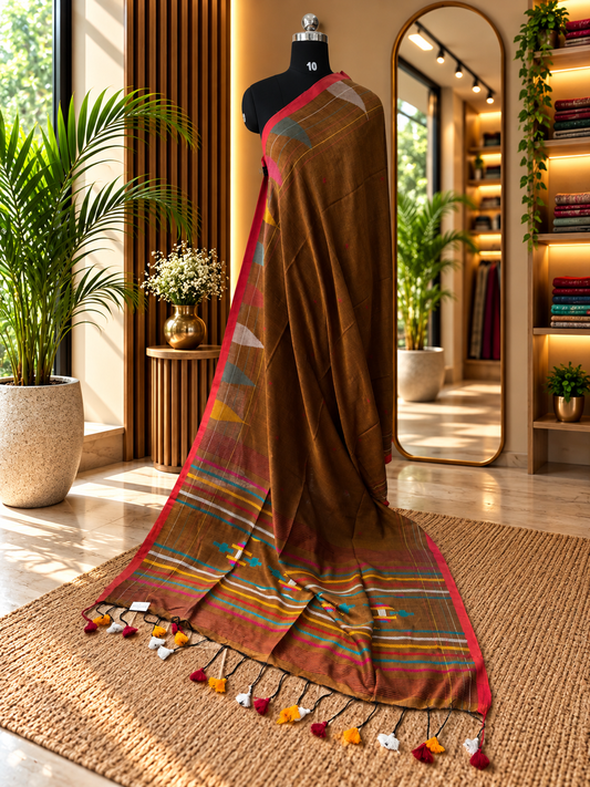 BROWN JAMDANI SAREE