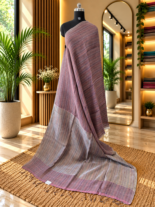 LIGHT PINK PURE LINEN SAREE