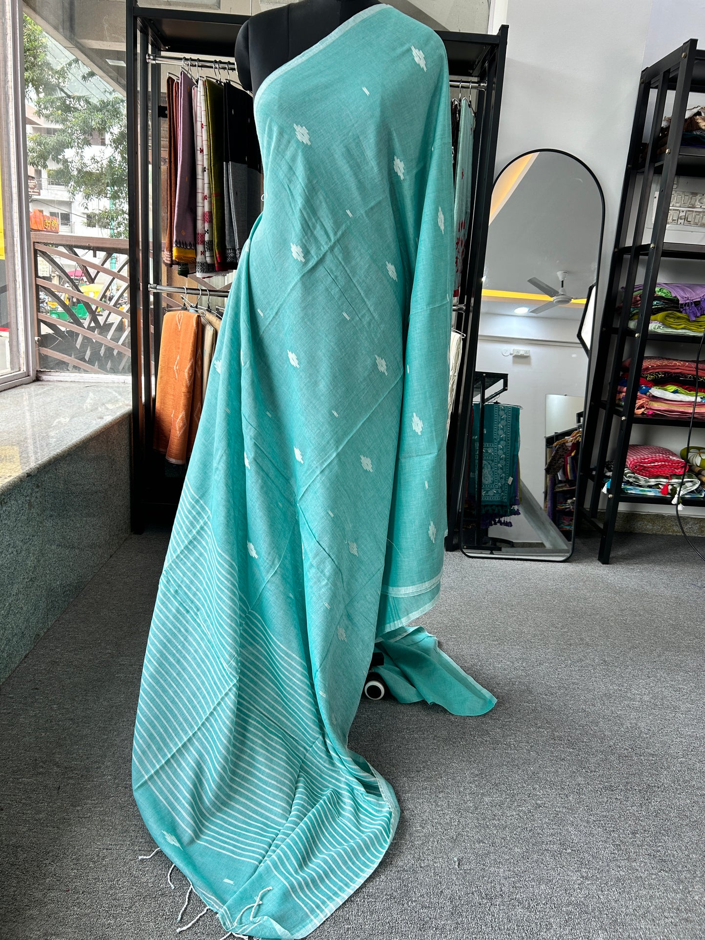 GREEN MUL JAMDANI SAREE
