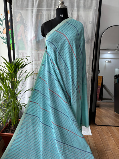 BLUE MERCERISED SAREE