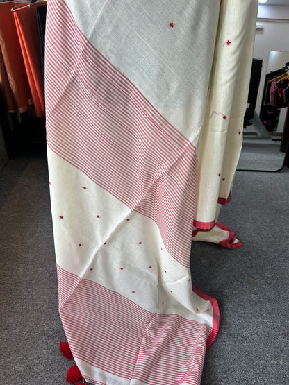 WHITE JAMDANI SAREE