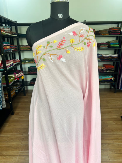 PINK KATHA MUL SAREE
