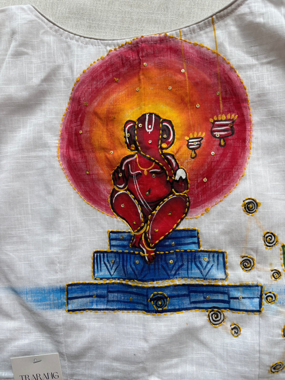 White hand painted blouse