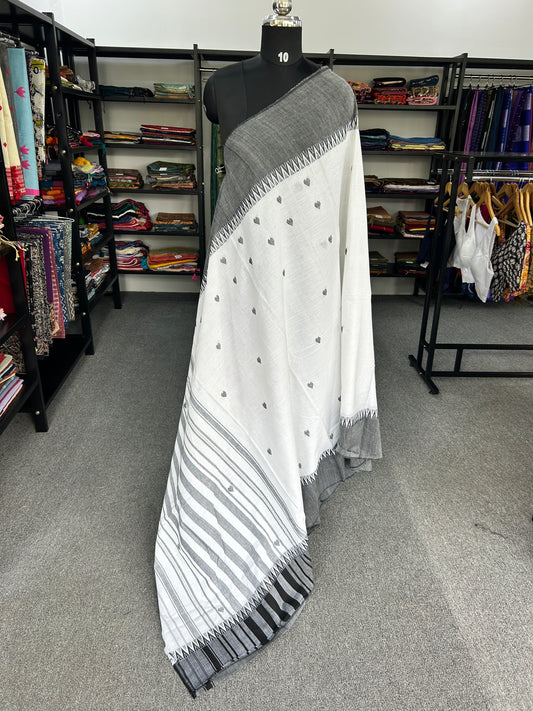 WHITE DHANIAKHALI SAREE