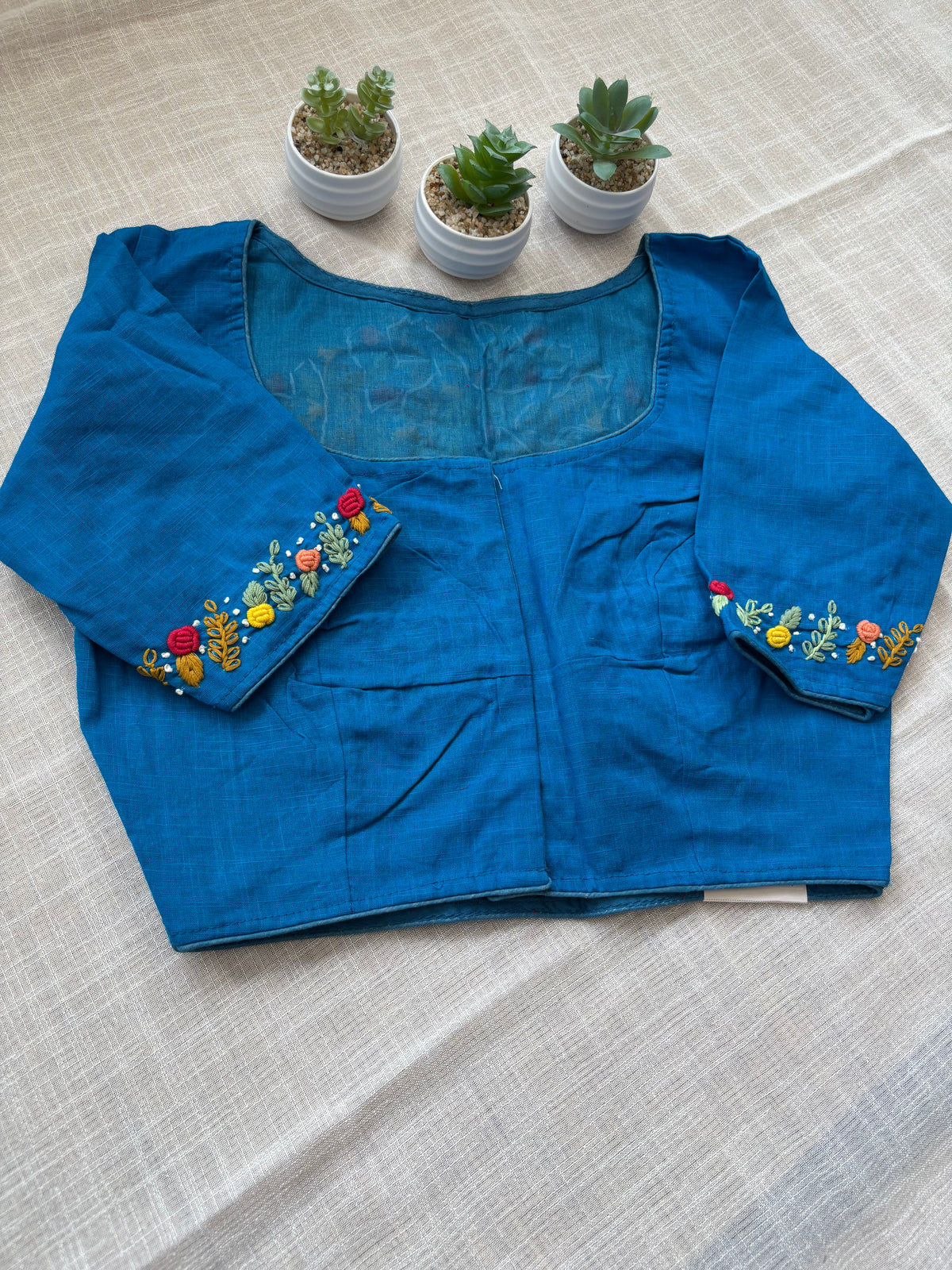NAVY BLUE EMBROIDERED  BLOUSE