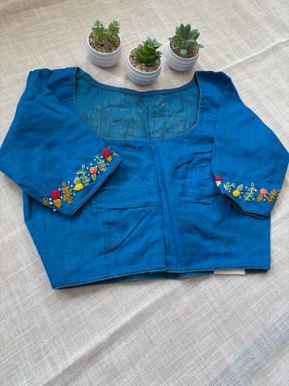NAVY BLUE EMBROIDERED  BLOUSE