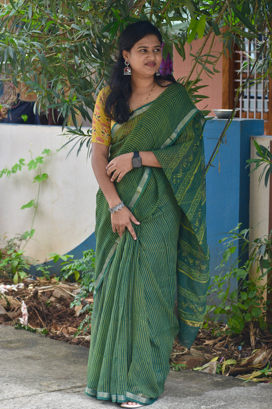 Green dabu kota saree