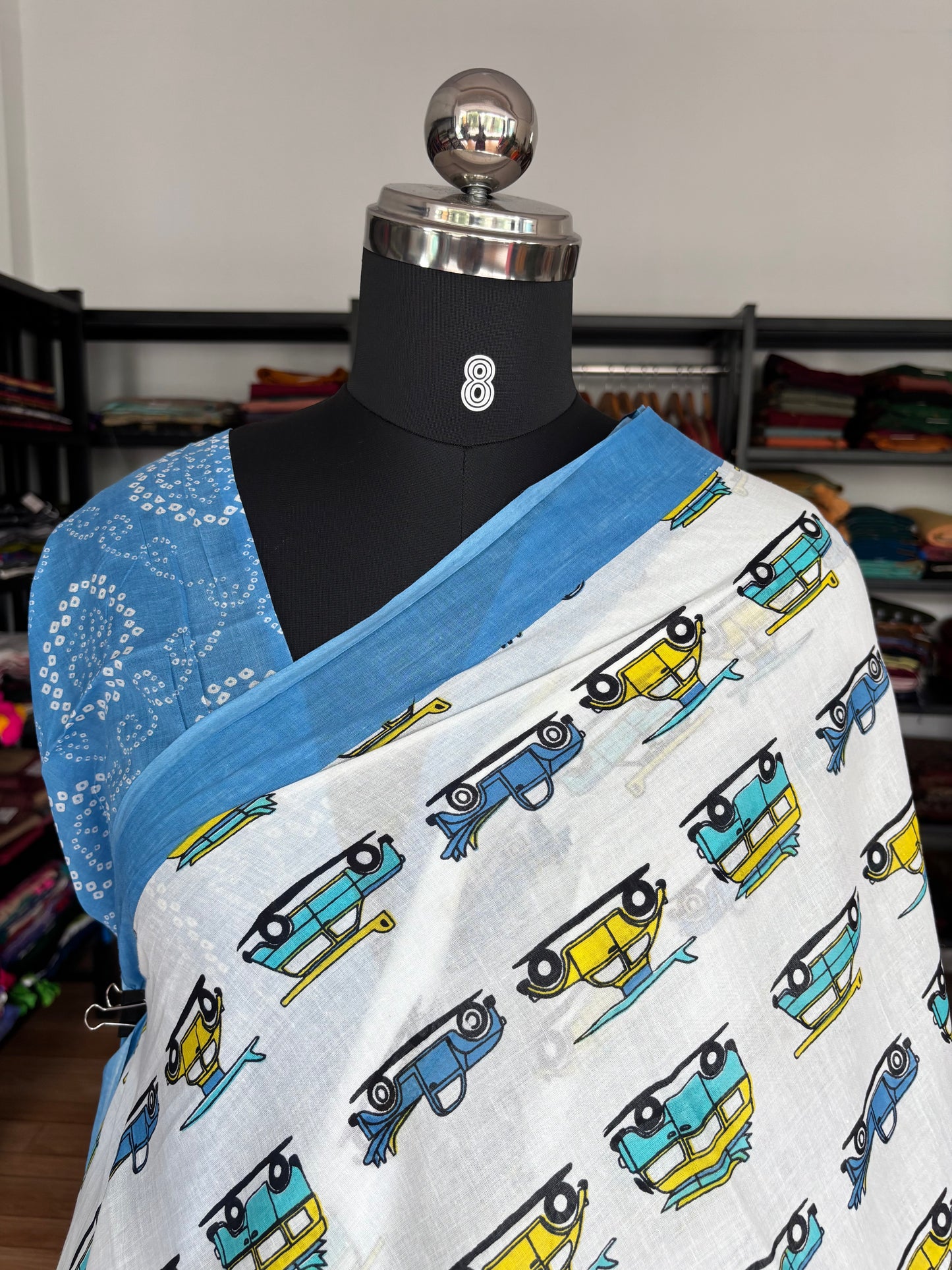 BLUE QUIRKY MUL SAREE