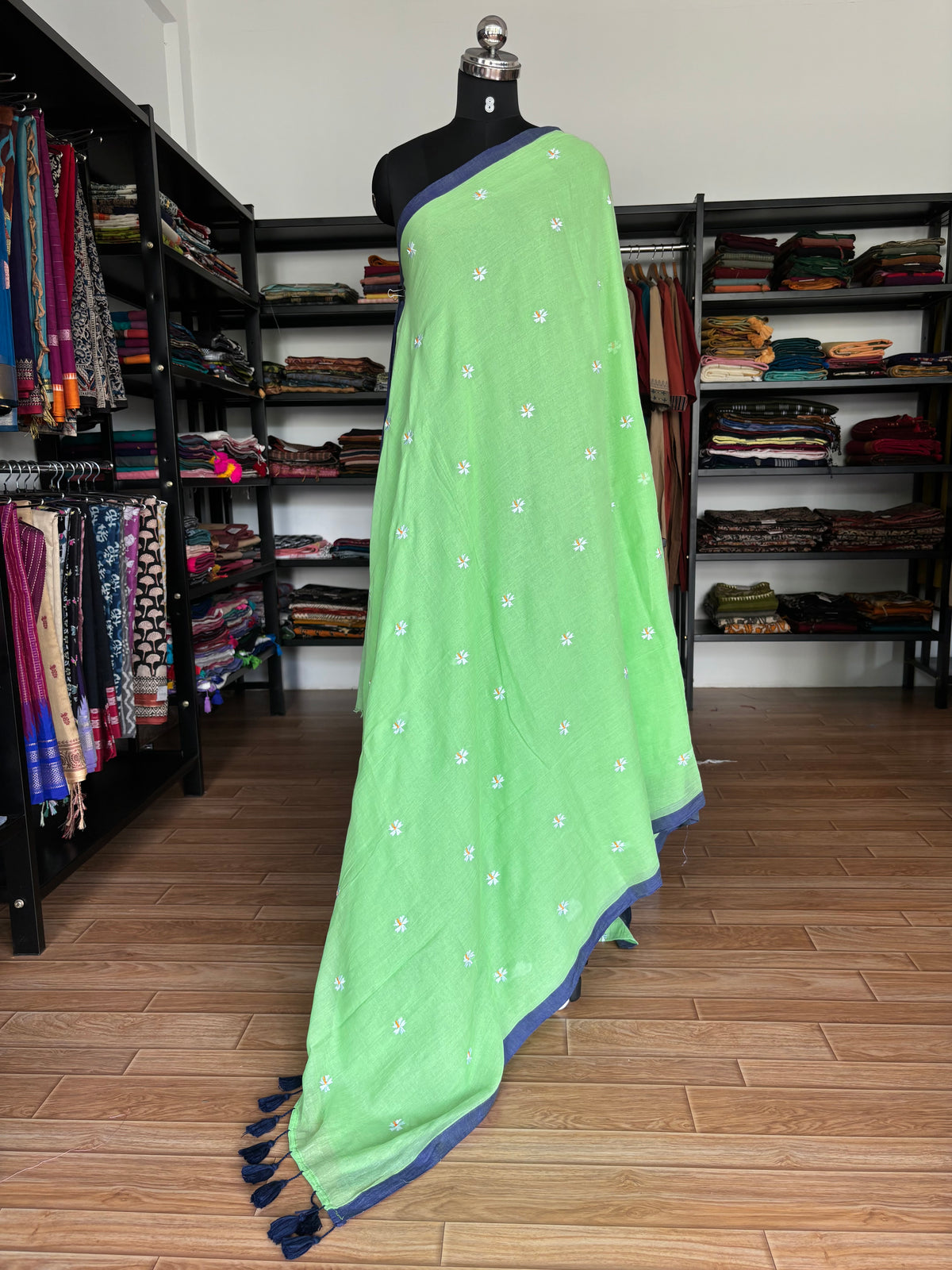 GREEN PARIJATHA MUL SAREE