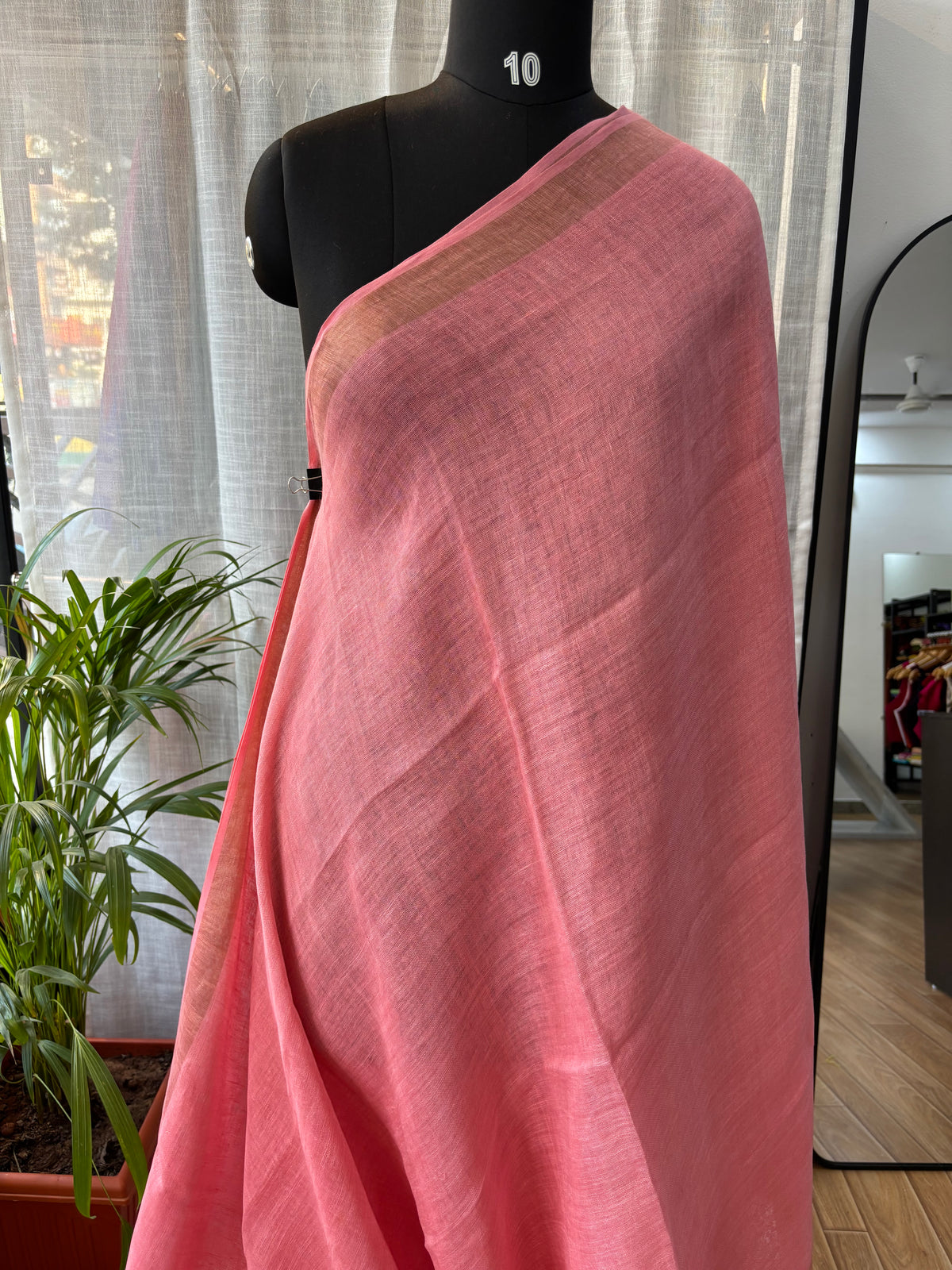 PINK PURE LINEN SAREE