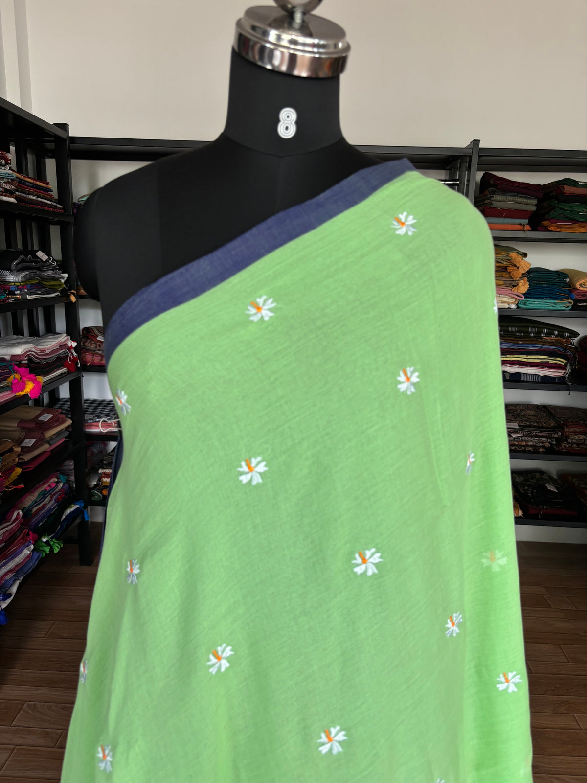 GREEN PARIJATHA MUL SAREE