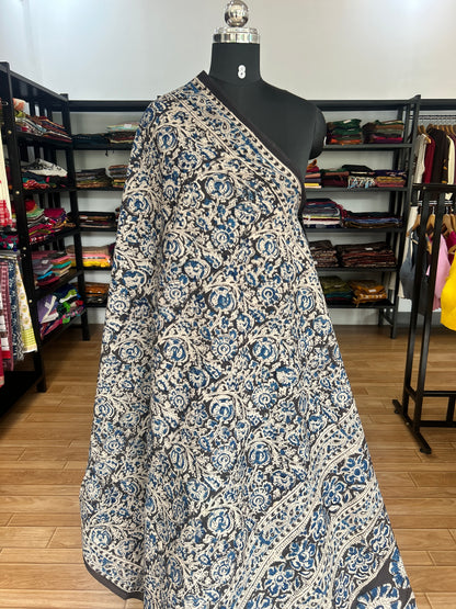 Black kalamkari mul saree