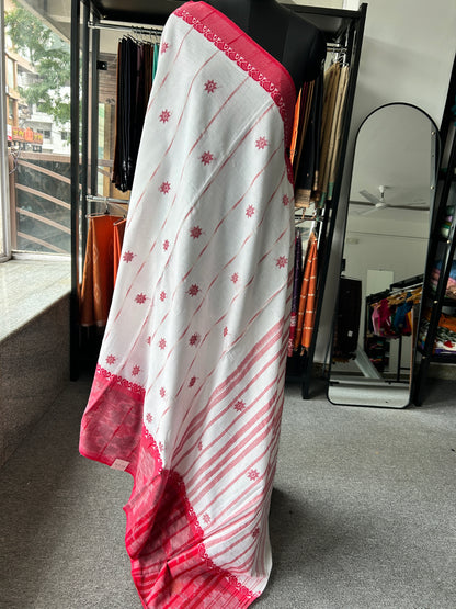 WHITE DHANIAKHALI SAREE