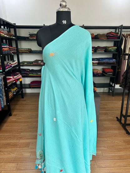 BLUE KATHA MUL SAREE