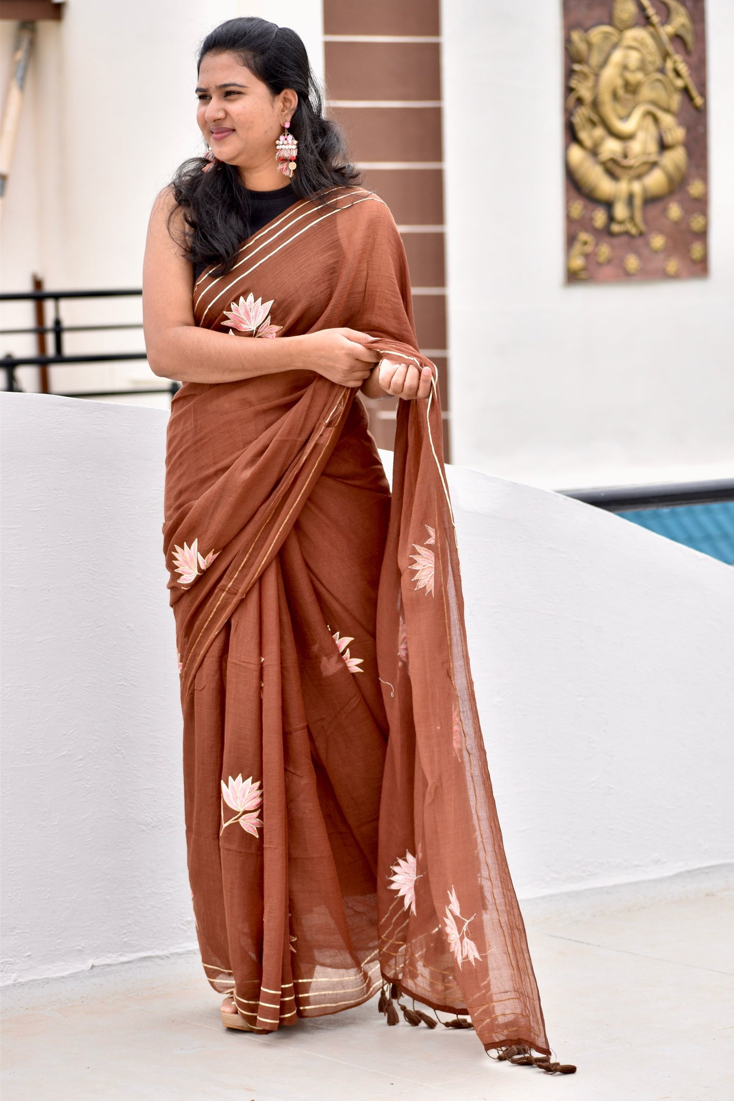 BROWN MUL SAREE