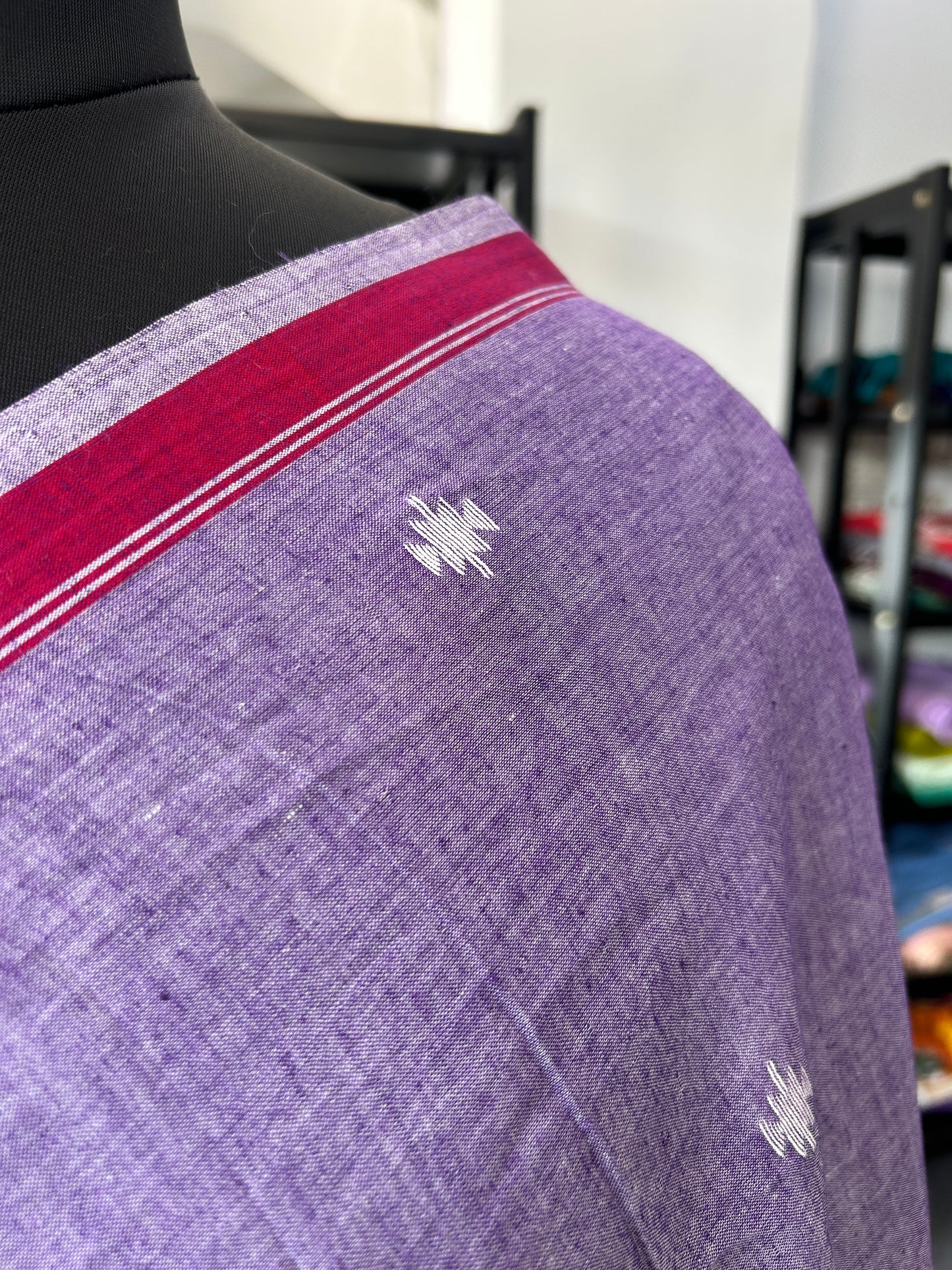 LAVENDER KHADI JAMDANI SAREE