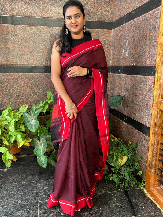 BROWN PATTEDANCHU SAREE.