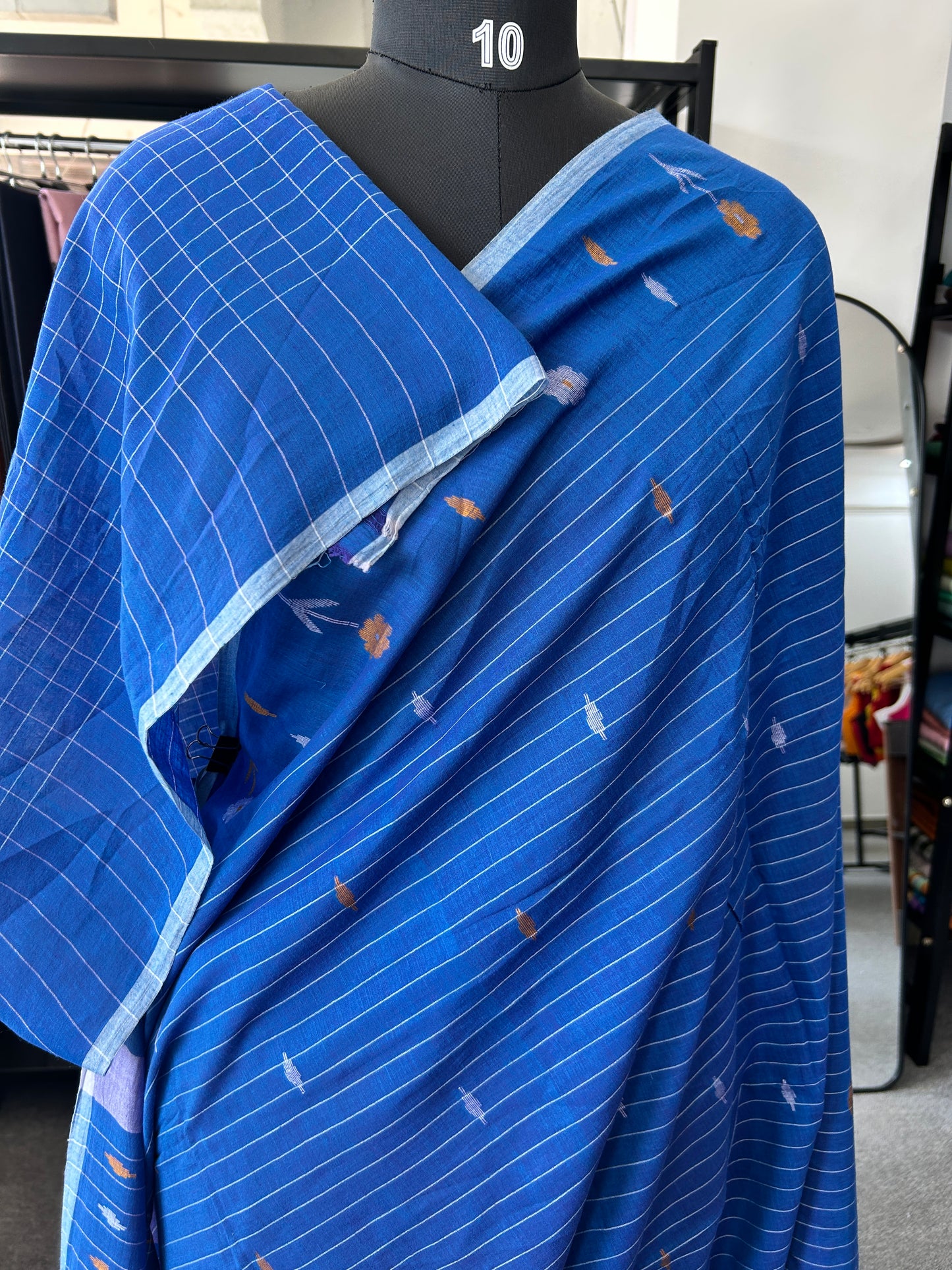 BLUE KHADI JAMDANI SAREE