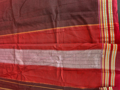 BROWN HANDLOOM ILKAL SAREE