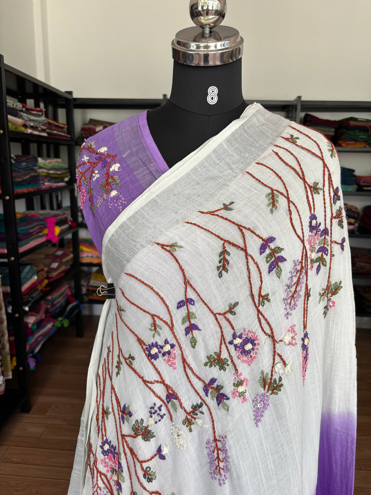 PURPLE LINEN SAREE