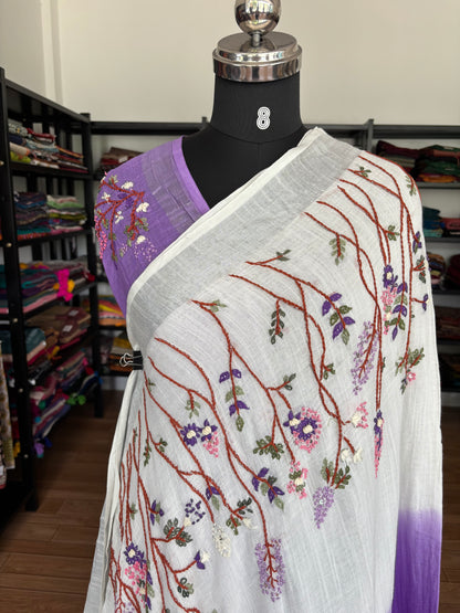 PURPLE LINEN SAREE