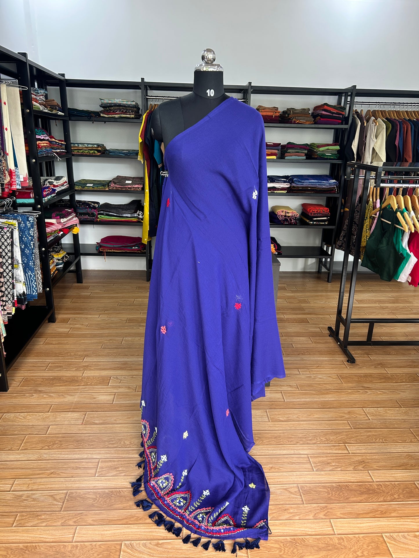 BLUE KATHA MUL SAREE