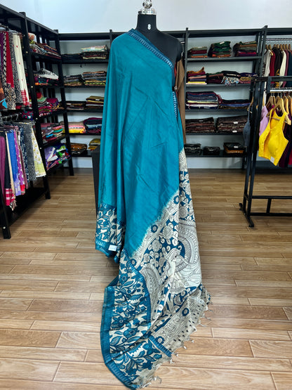 Blue kalamkari saree