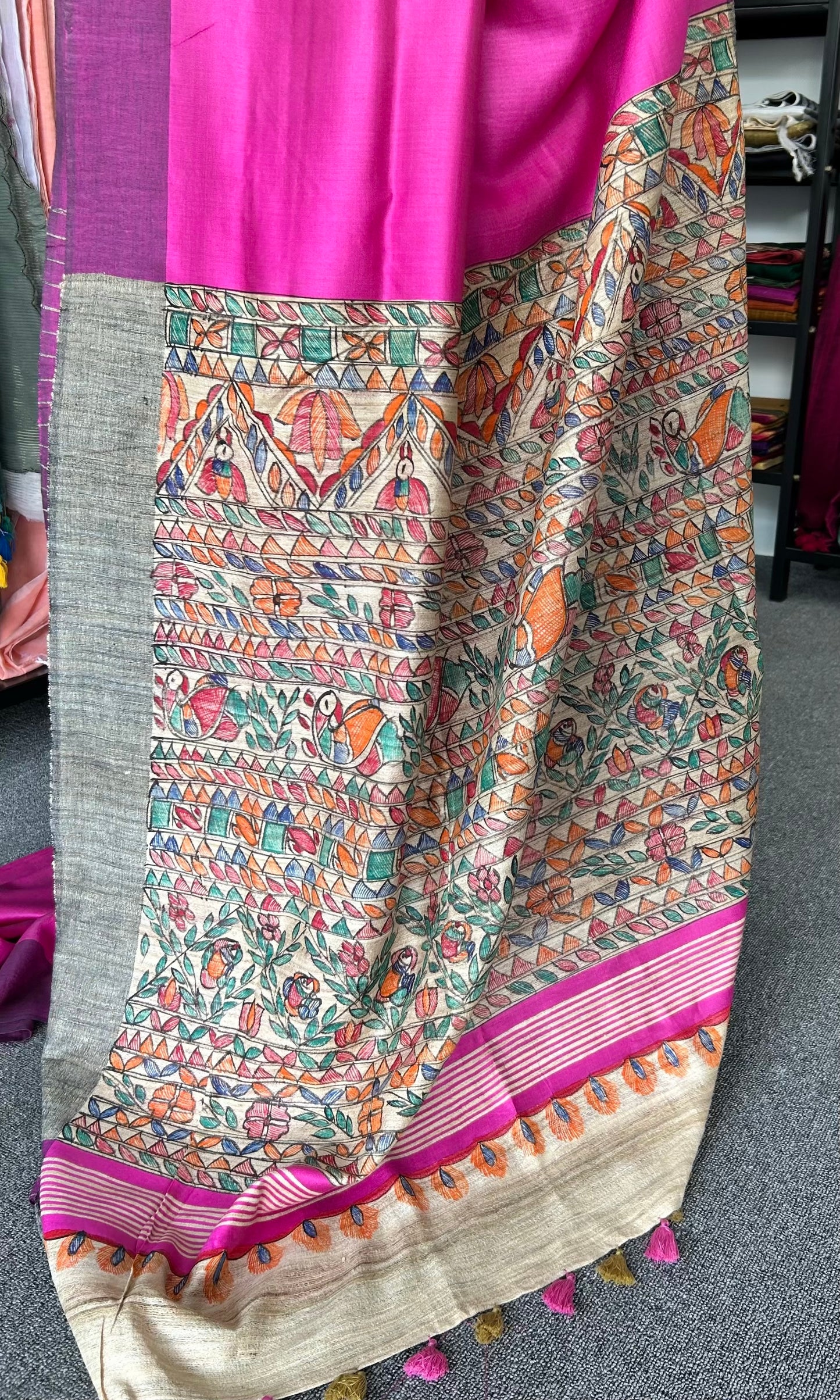 PINK MADHUBANI SILK SAREE